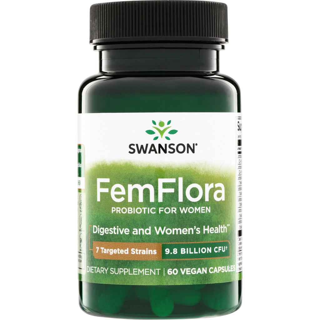 SWU534 | Swanson FemFlora probiotic for women, 7 targeted strains, 9.8 billion CFU, 60 vegan capsules - Thumbnail