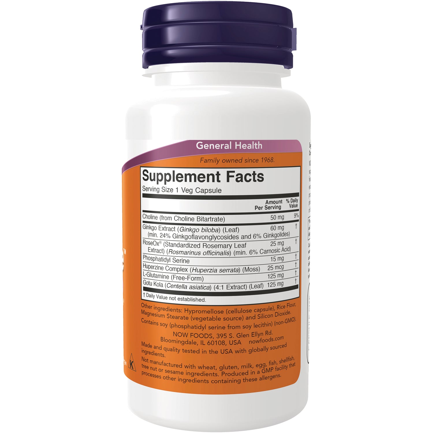 NWF407 | Back of supplement bottle showing Supplement Facts panel and ingredient text