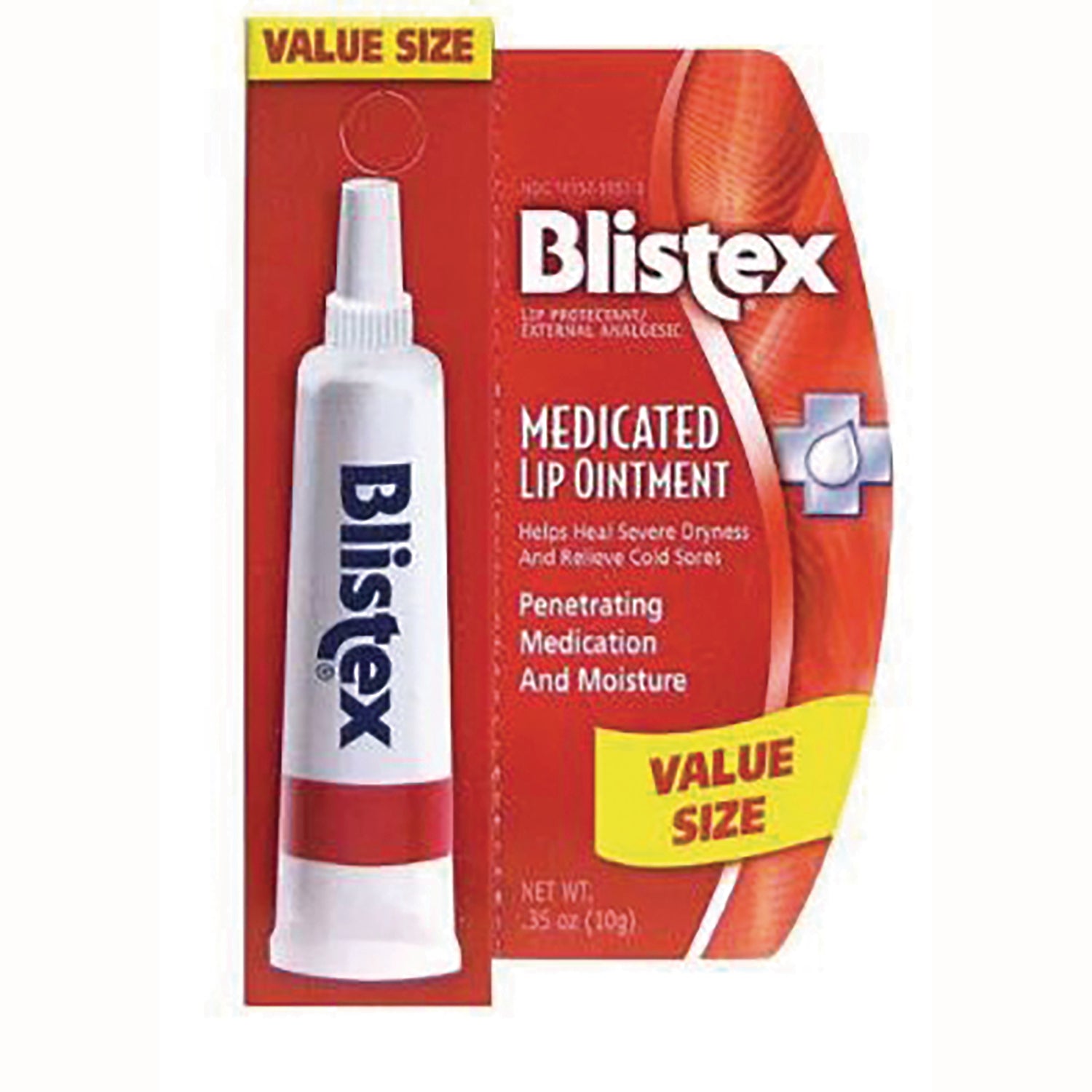 BLS009 | Blistex medicated lip ointment tube in red blister pack labeled VALUE SIZE