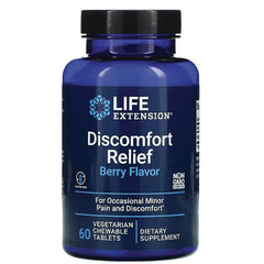 LE486 | Life Extension Discomfort Relief Berry Flavor bottle, 60 vegetarian chewable tablets dietary supplement