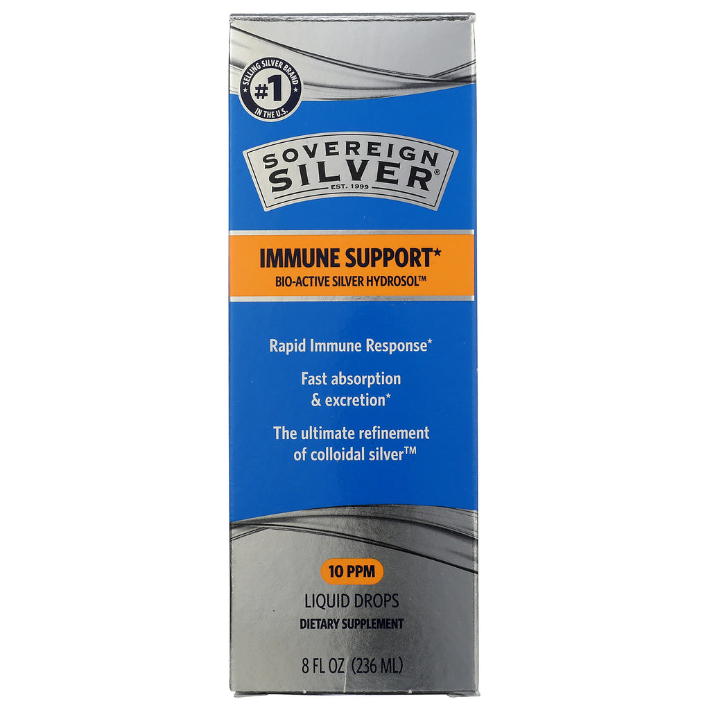 SSL002 | Sovereign Silver Bio-Active Silver Hydrosol 10 PPM dropper bottle with box, Daily + Immune Support, 8 fl oz - Thumbnail
