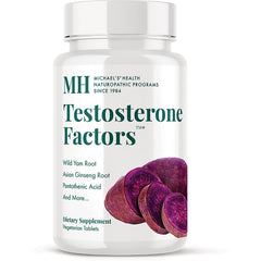 MNP014 | Bottle of Testosterone Factors dietary supplement showing purple yam slices on label