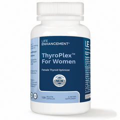 LEN030 | Life Enhancement ThyroPlex For Women supplement bottle with blue label reading Female Thyroid Optimizer