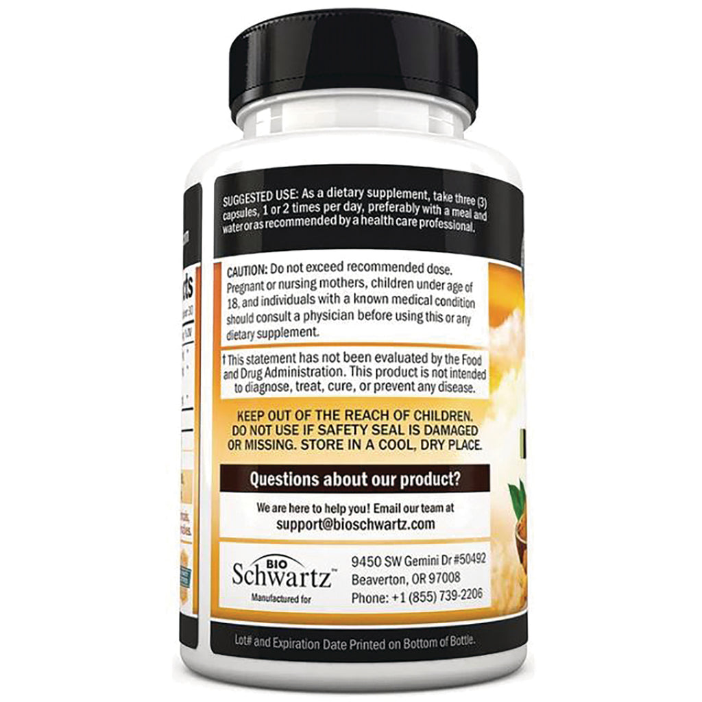 BSZ020 | Back label of white supplement bottle showing suggested use, caution, keep out of reach of children notice, and contact information - Thumbnail