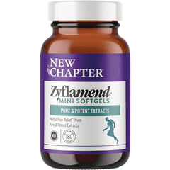 NWC310 | New Chapter Zyflamend mini softgels bottle with purple label reading Pure & Potent Extracts, 180 softgels