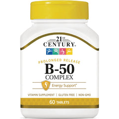 CNT169 | 21st Century B-50 Complex prolonged release vitamin supplement bottle, 60 tablets, energy support, gluten free