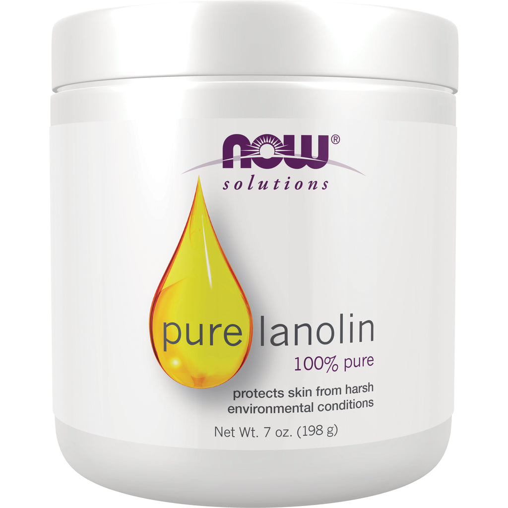 NWF440 | NOW Solutions white jar labeled pure lanolin 100% pure with yellow droplet, Net Wt. 7 oz (198 g) - Thumbnail