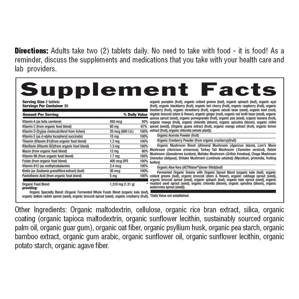 CRL645 | Back label showing Supplement Facts panel, directions to take two tablets daily and list of other ingredients - Thumbnail