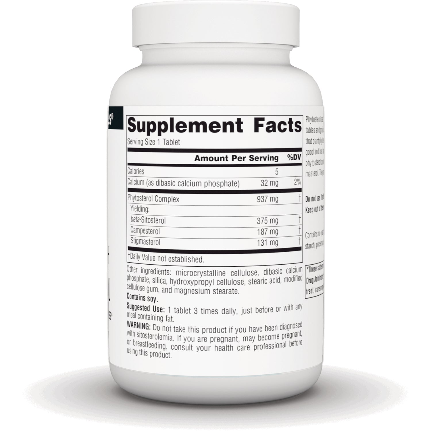 SN214 | Supplement bottle back label with Supplement Facts, ingredients, suggested use, and warning