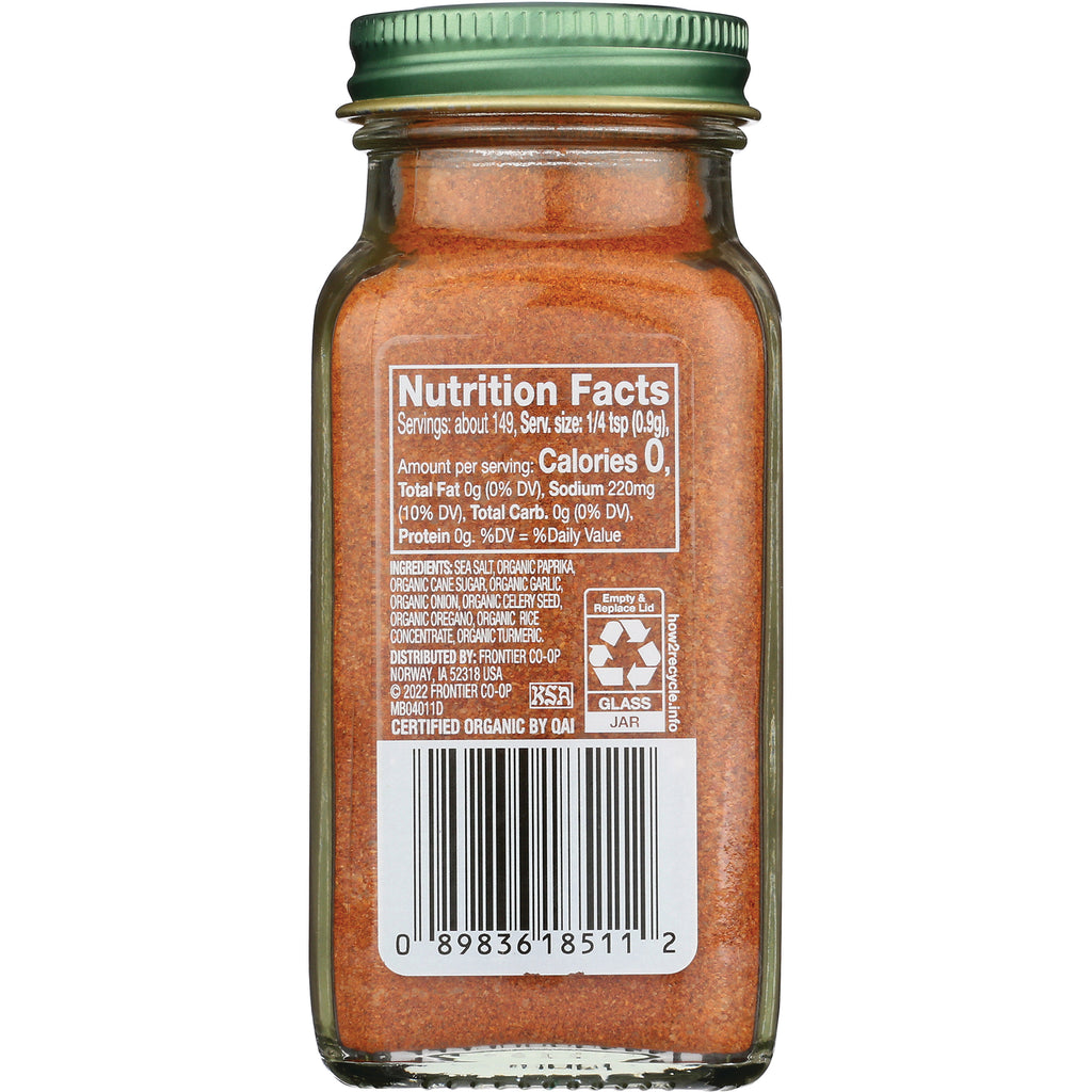 SMP059 | back of glass spice jar showing Nutrition Facts panel, ingredients list and barcode - Thumbnail