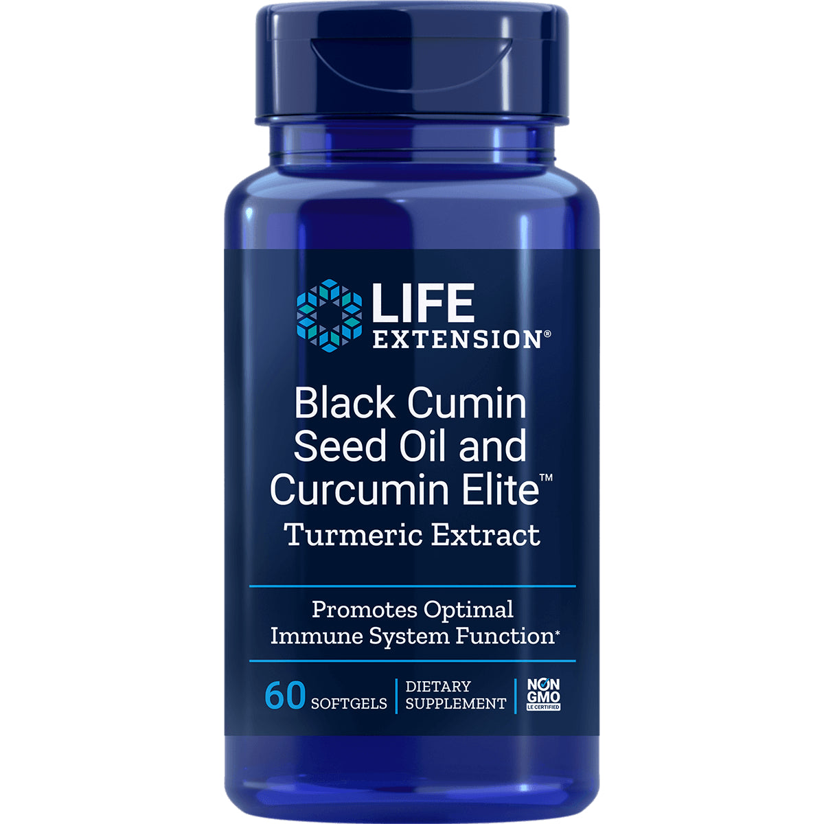 LE488 | Life Extension Black Cumin Seed Oil and Curcumin Elite Turmeric Extract bottle, 60 softgels