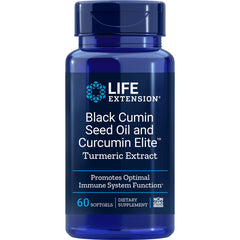 LE488 | Life Extension Black Cumin Seed Oil and Curcumin Elite Turmeric Extract bottle, 60 softgels