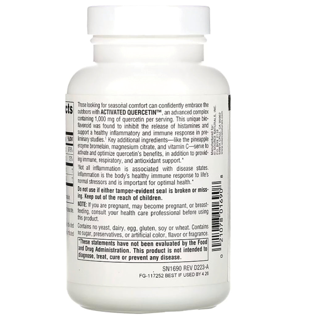 SN185 | Back label of white supplement bottle showing ingredients, warnings, and barcode - Thumbnail