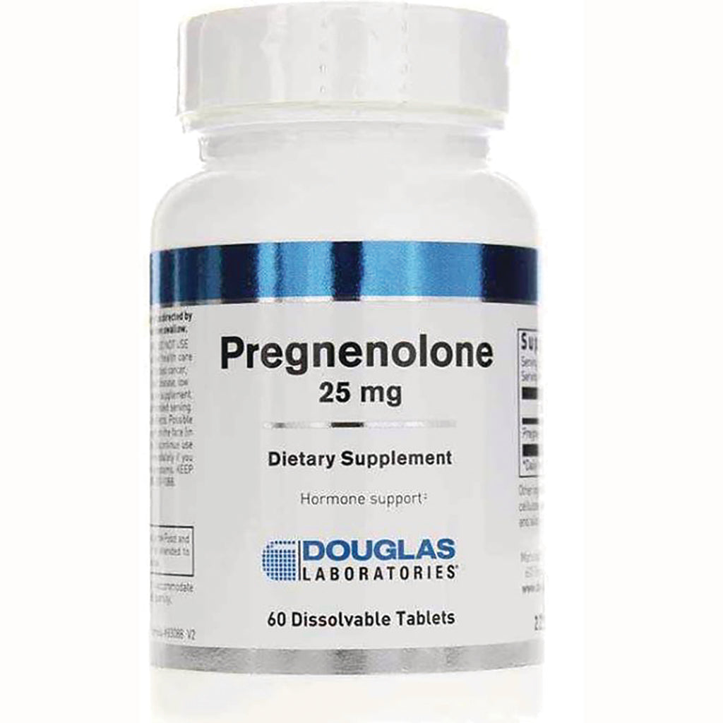 DGL032 | White bottle labeled Pregnenolone 25 mg Dietary Supplement Douglas Laboratories 60 Dissolvable Tablets - Thumbnail