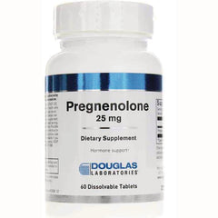DGL032 | White bottle labeled Pregnenolone 25 mg Dietary Supplement Douglas Laboratories 60 Dissolvable Tablets