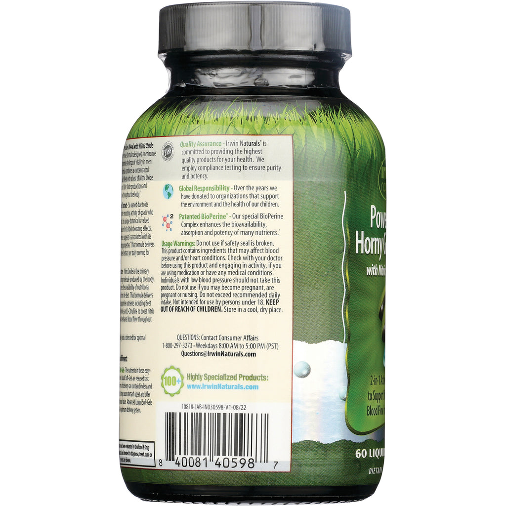 IR257 | back label of green supplement bottle showing ingredients, usage warnings and barcode - Thumbnail