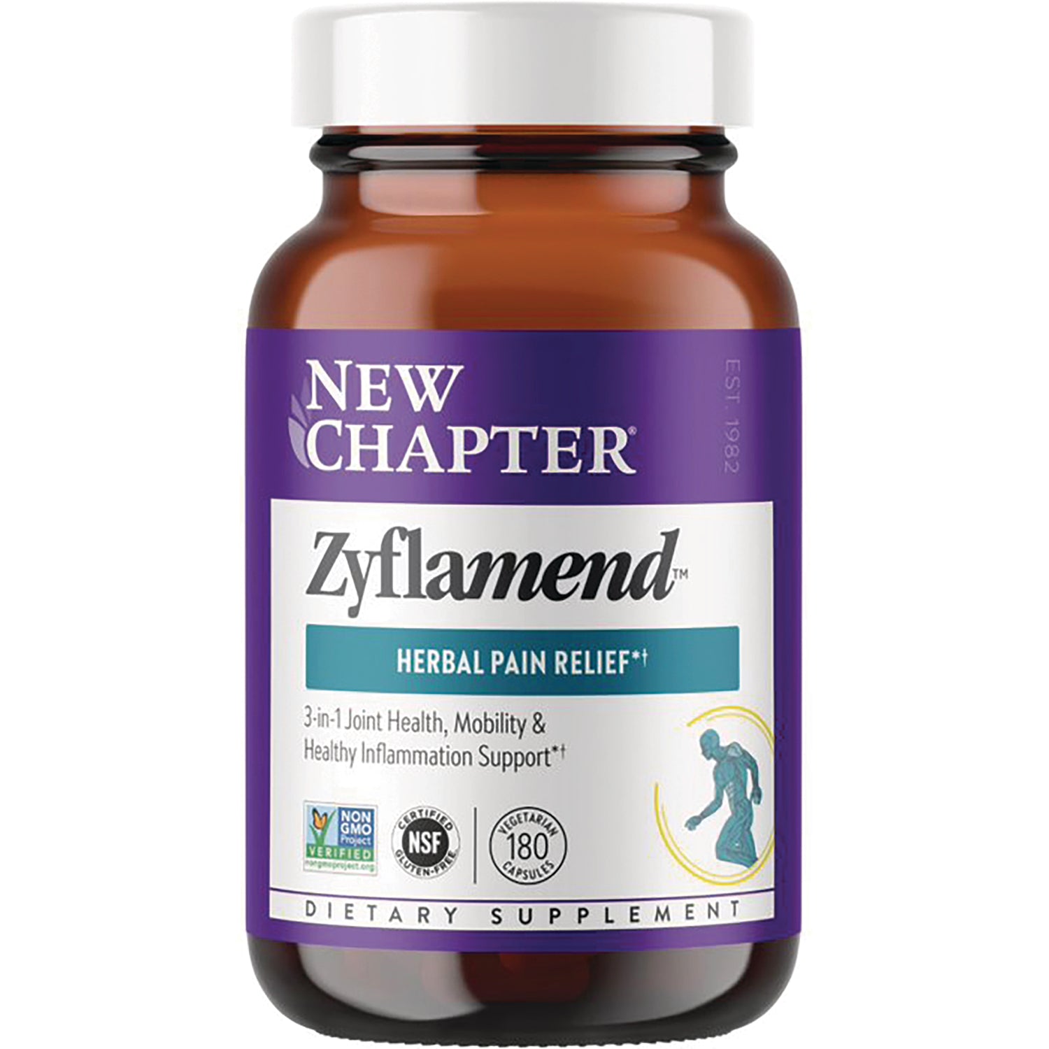 NWC278 | New Chapter Zyflamend herbal pain relief dietary supplement bottle, 180 vegetarian capsules