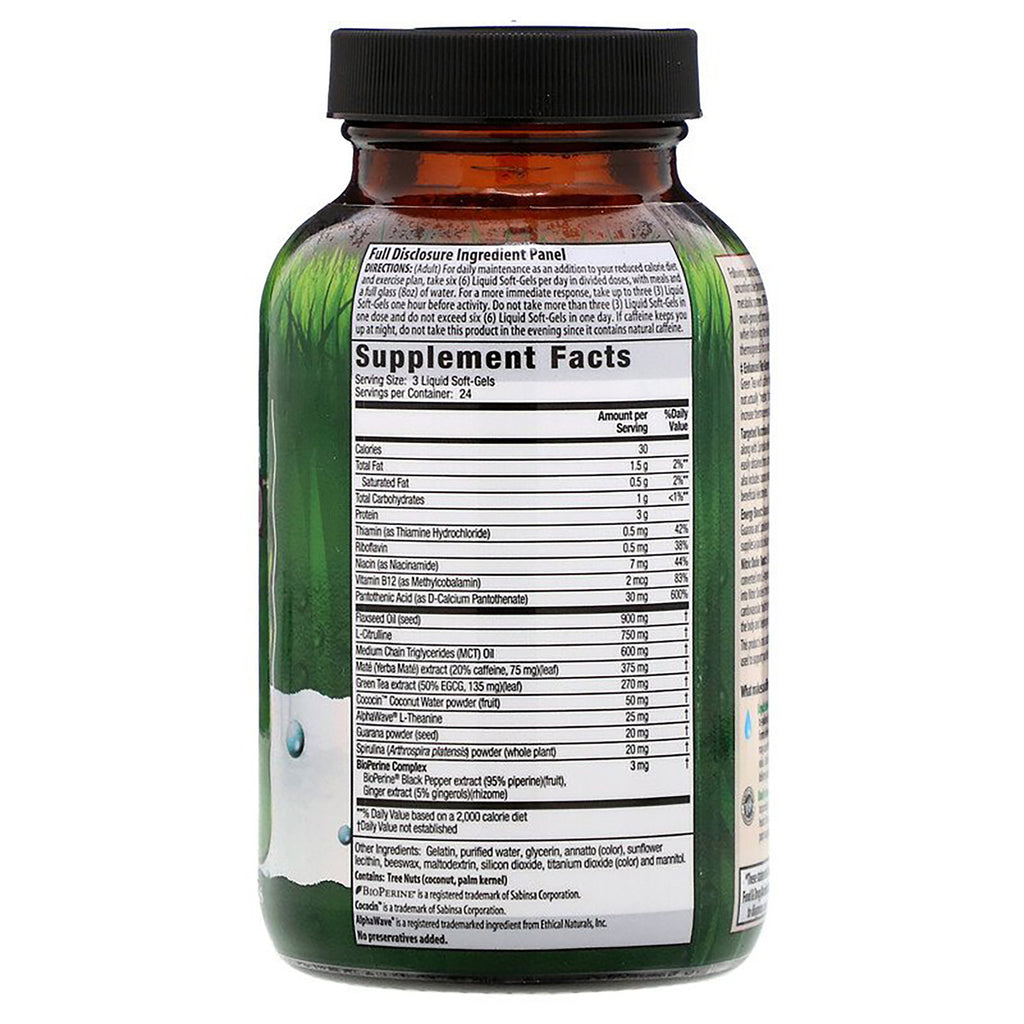 IR166 | back of supplement bottle showing Supplement Facts panel and ingredients label - Thumbnail