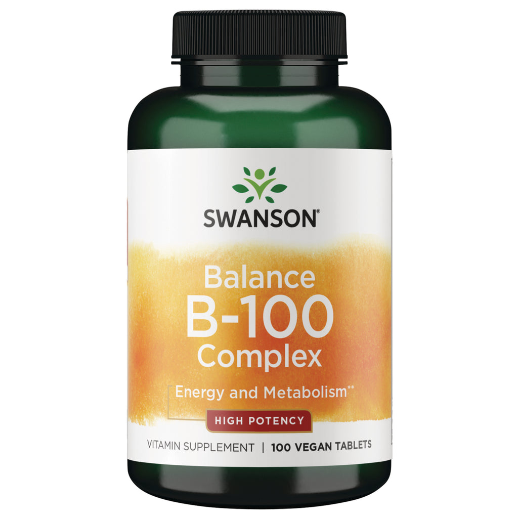 SW1972 | Swanson Balance B-100 Complex bottle, High Potency vitamin supplement, 100 vegan tablets - Thumbnail