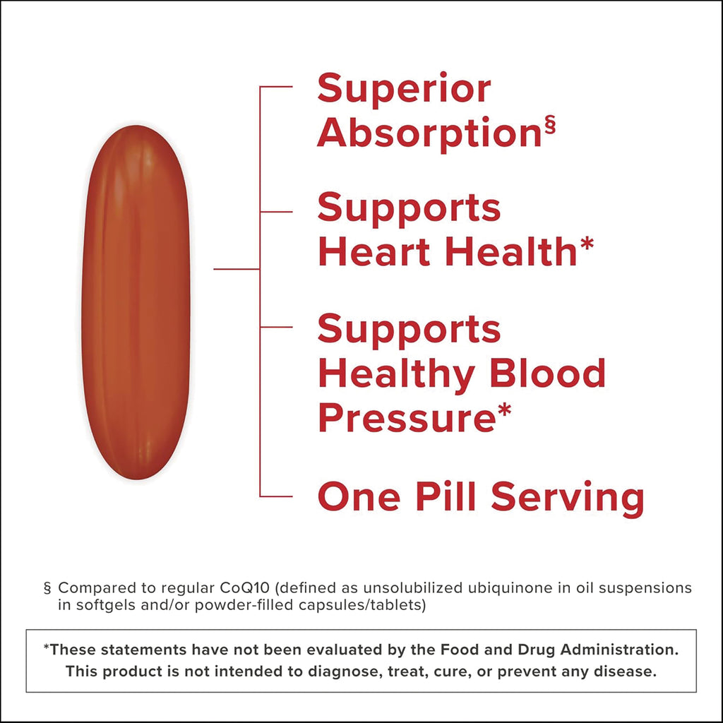 QNL003 | Large softgel infographic listing superior absorption, heart health, healthy blood pressure, and one pill serving - Thumbnail
