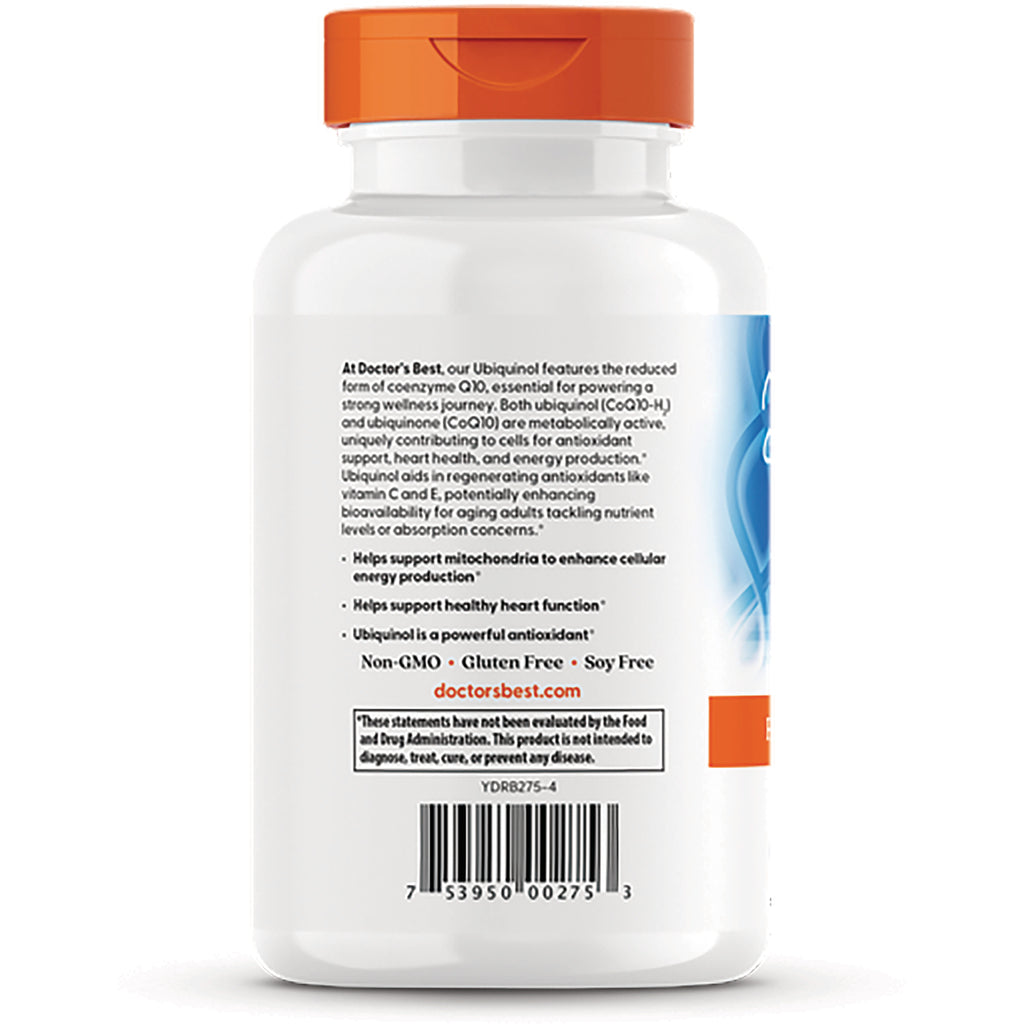DB204 | back label of white supplement bottle showing product claims, Non-GMO Gluten Free Soy Free, and barcode - Thumbnail