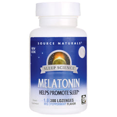 SN649 | Source Naturals Sleep Science Melatonin 1 mg, 300 lozenges, peppermint flavor (New Look)