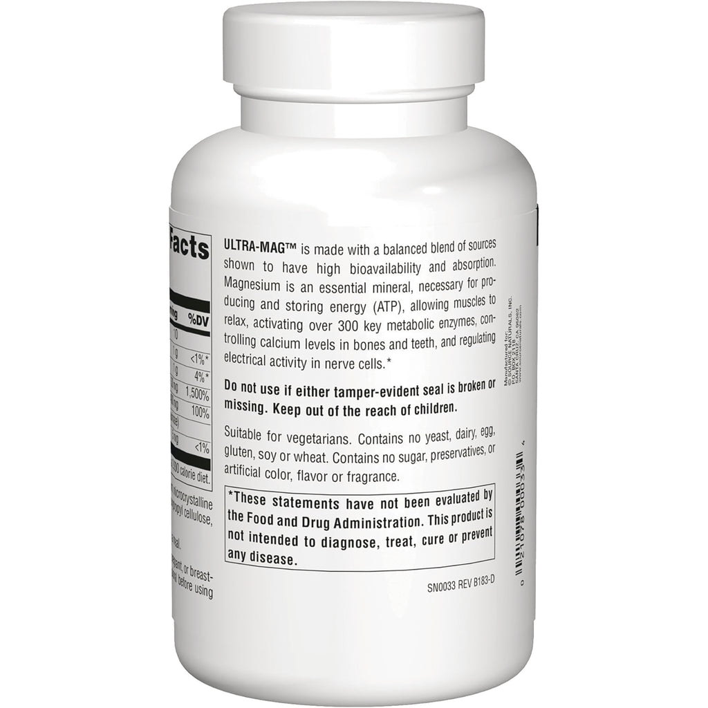 SN804 | Back label with Ultra-Mag magnesium description, warnings, and FDA disclaimer - Thumbnail
