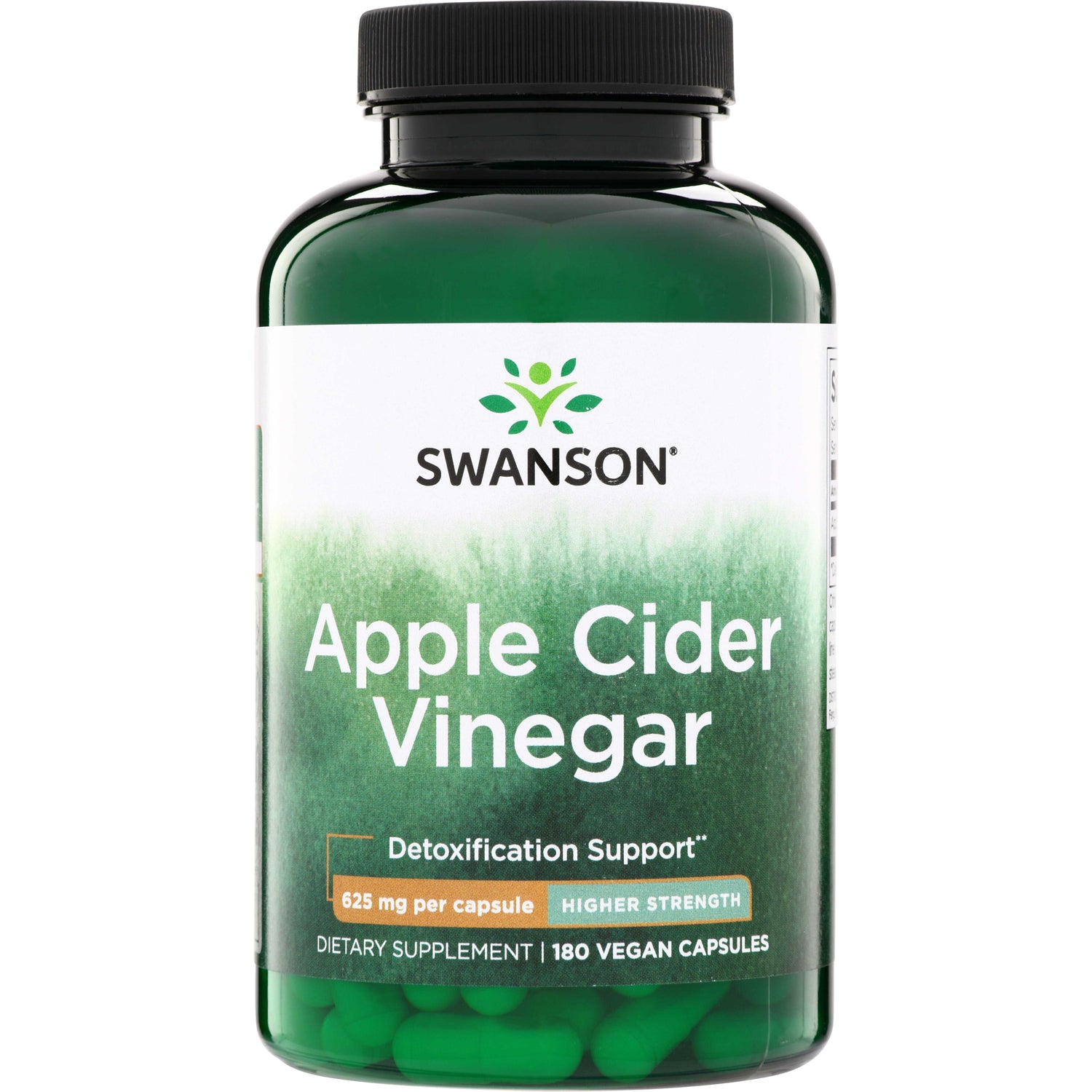 SWU292 | Swanson Apple Cider Vinegar supplement, 625 mg per capsule, 180 vegan capsules, Detoxification Support