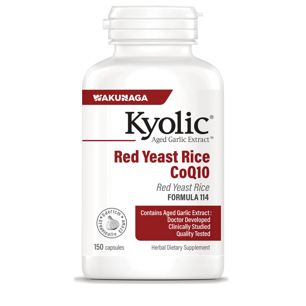 KY145 | white bottle of Kyolic Red Yeast Rice CoQ10 supplement, 150 capsules, FORMULA 114 - Thumbnail