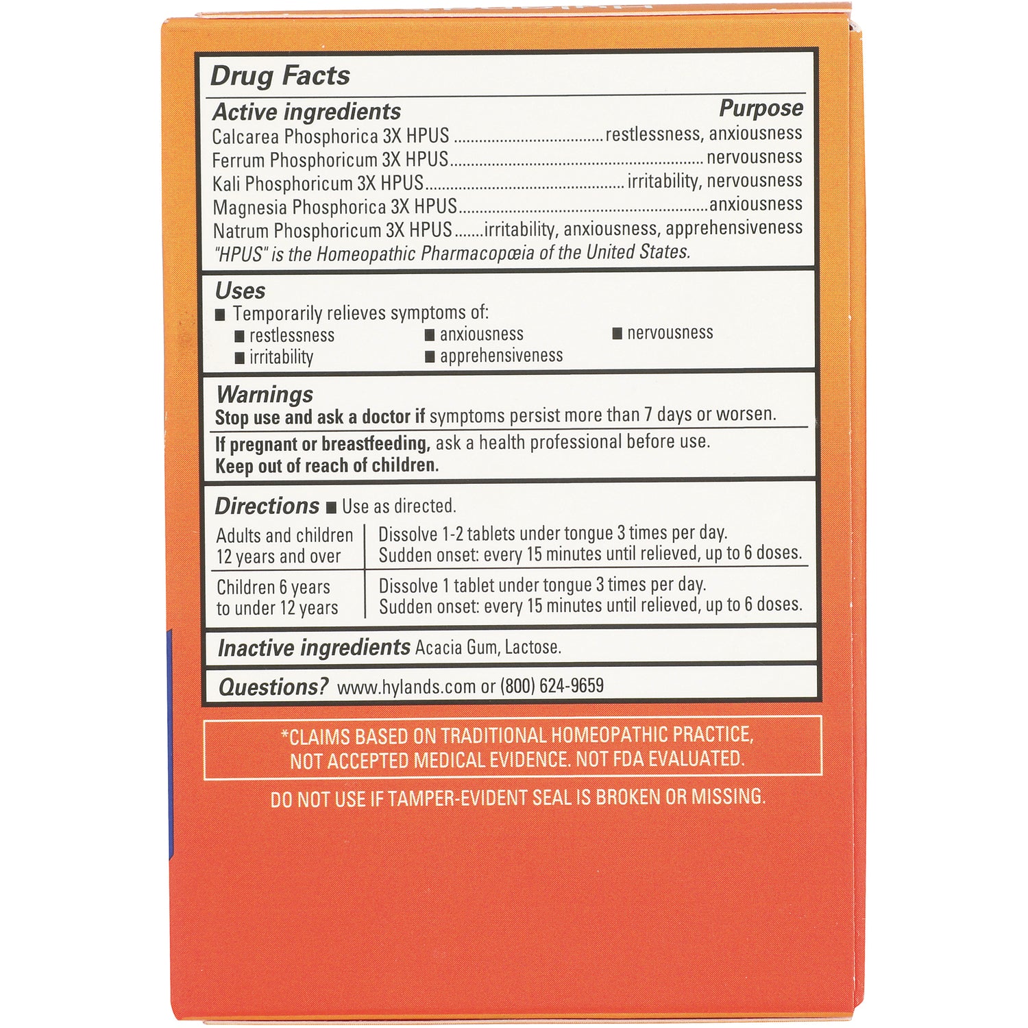HY257 | back panel showing Drug Facts, active ingredients, uses, warnings, directions and contact info on orange box
