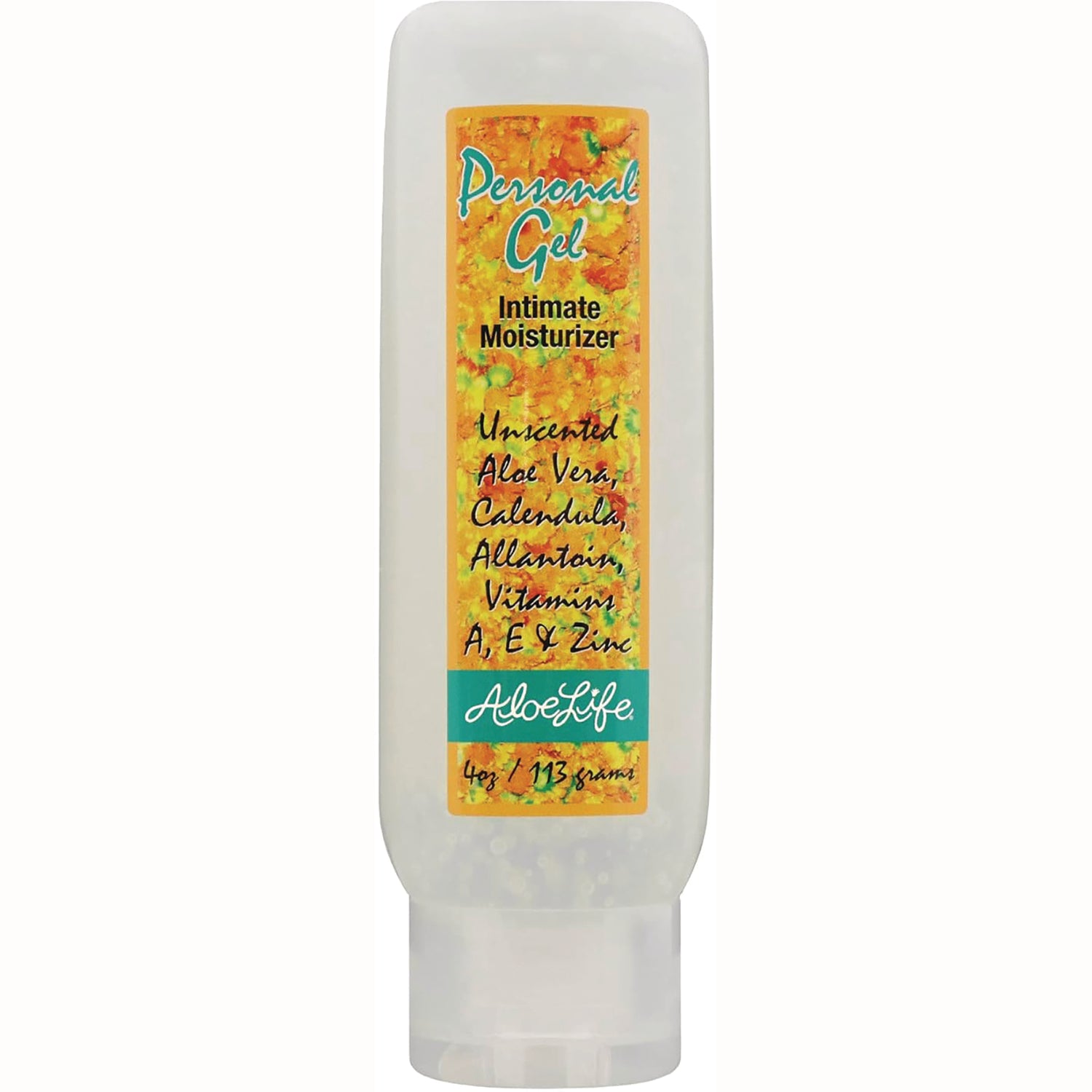 ALI010 | Personal Gel intimate moisturizer bottle labeled Unscented Aloe Vera Calendula, 4 oz