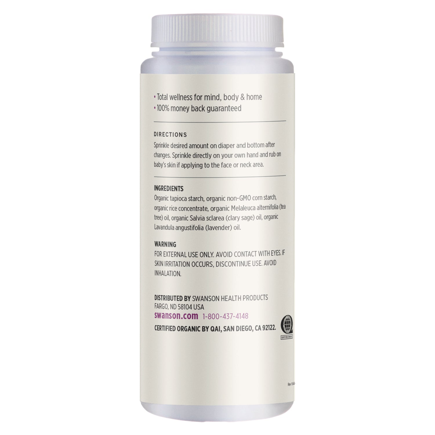 SW1679 | Back label with supplement facts and serving information