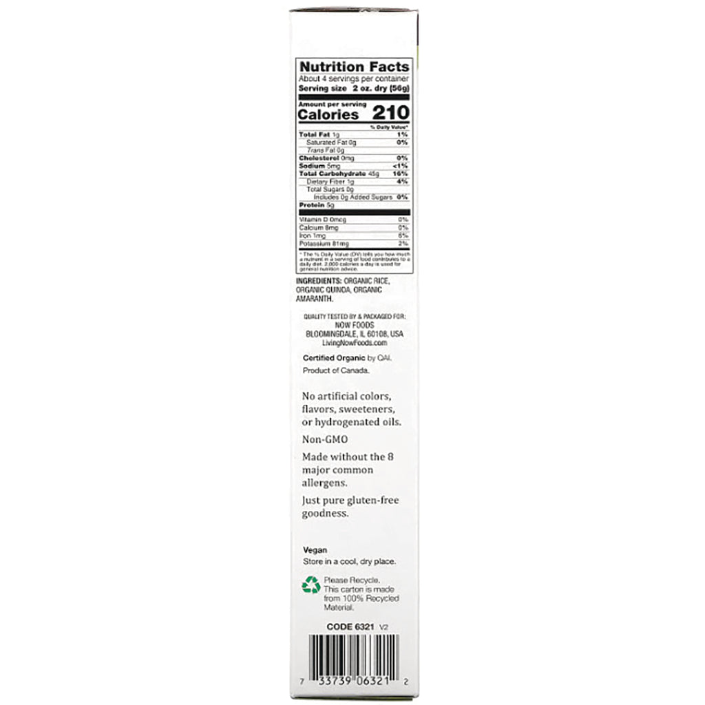 NWF1270 | Back panel showing Nutrition Facts, ingredients list, vegan claim and recycling symbol - Thumbnail