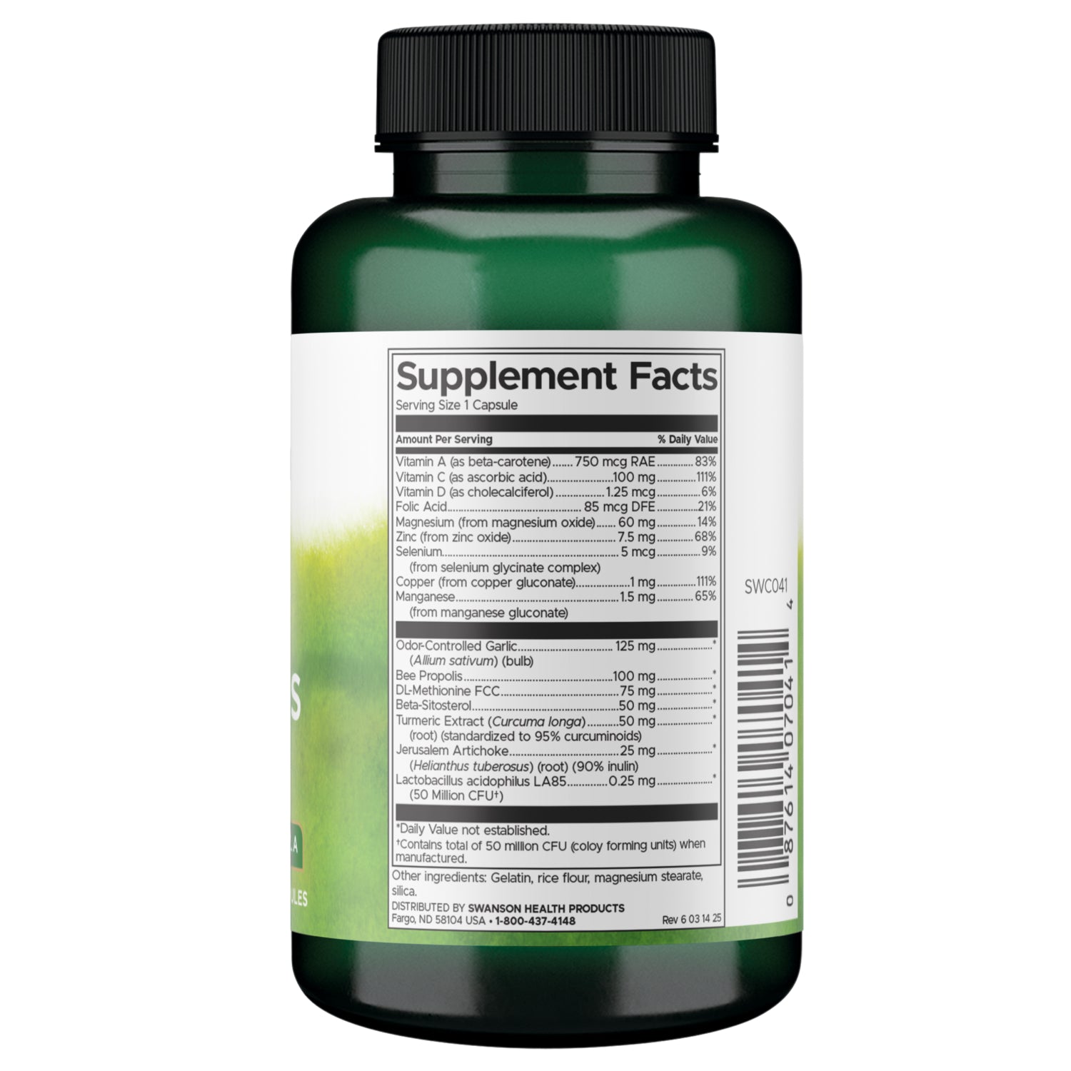 SWC041 | Back label with Supplement Facts