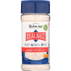 RTC008 | Redmond Real Salt ancient fine sea salt 10 oz shaker with front label reading REAL SALT