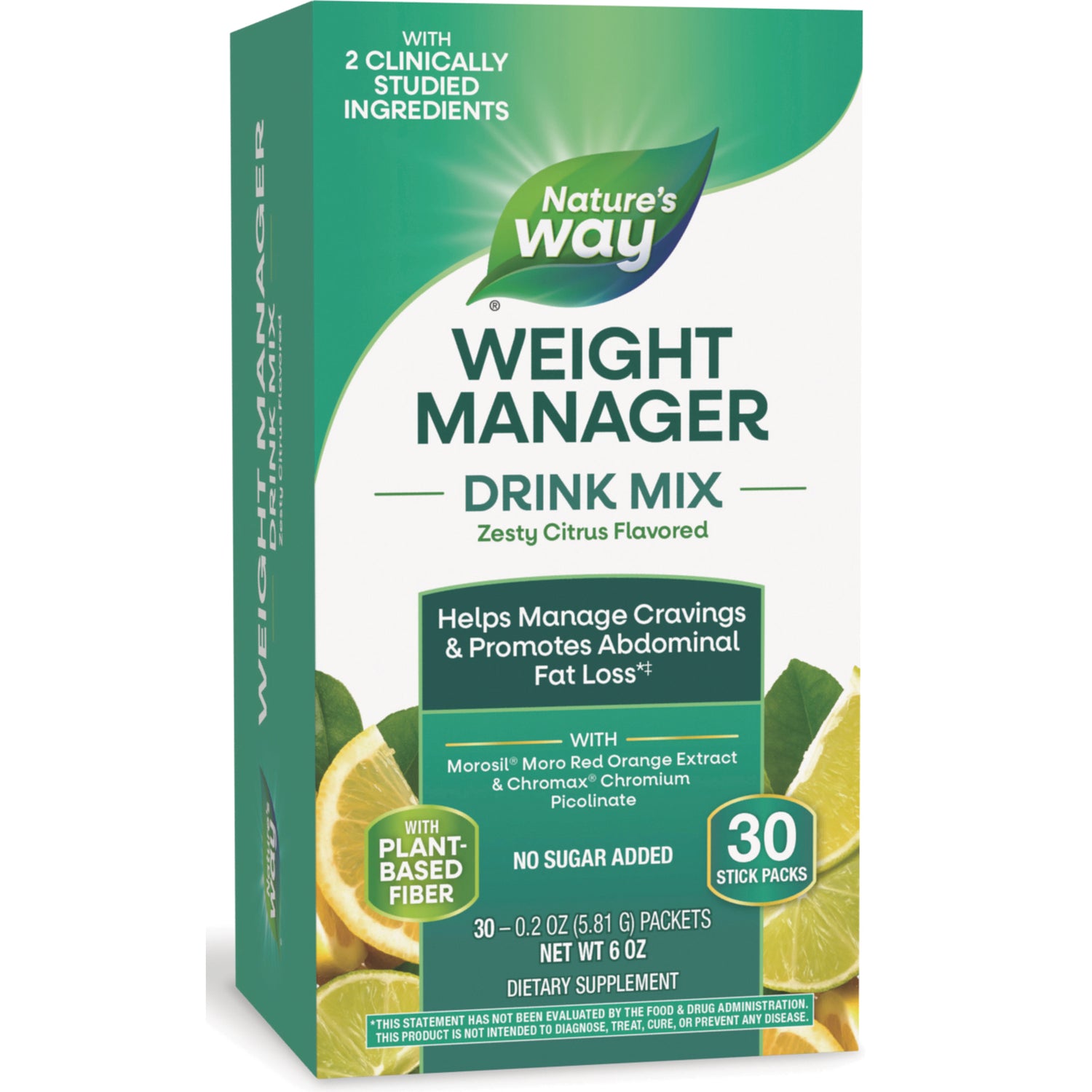 NW1068 | Nature's Way Weight Manager drink mix zesty citrus 30 stick packs front of box