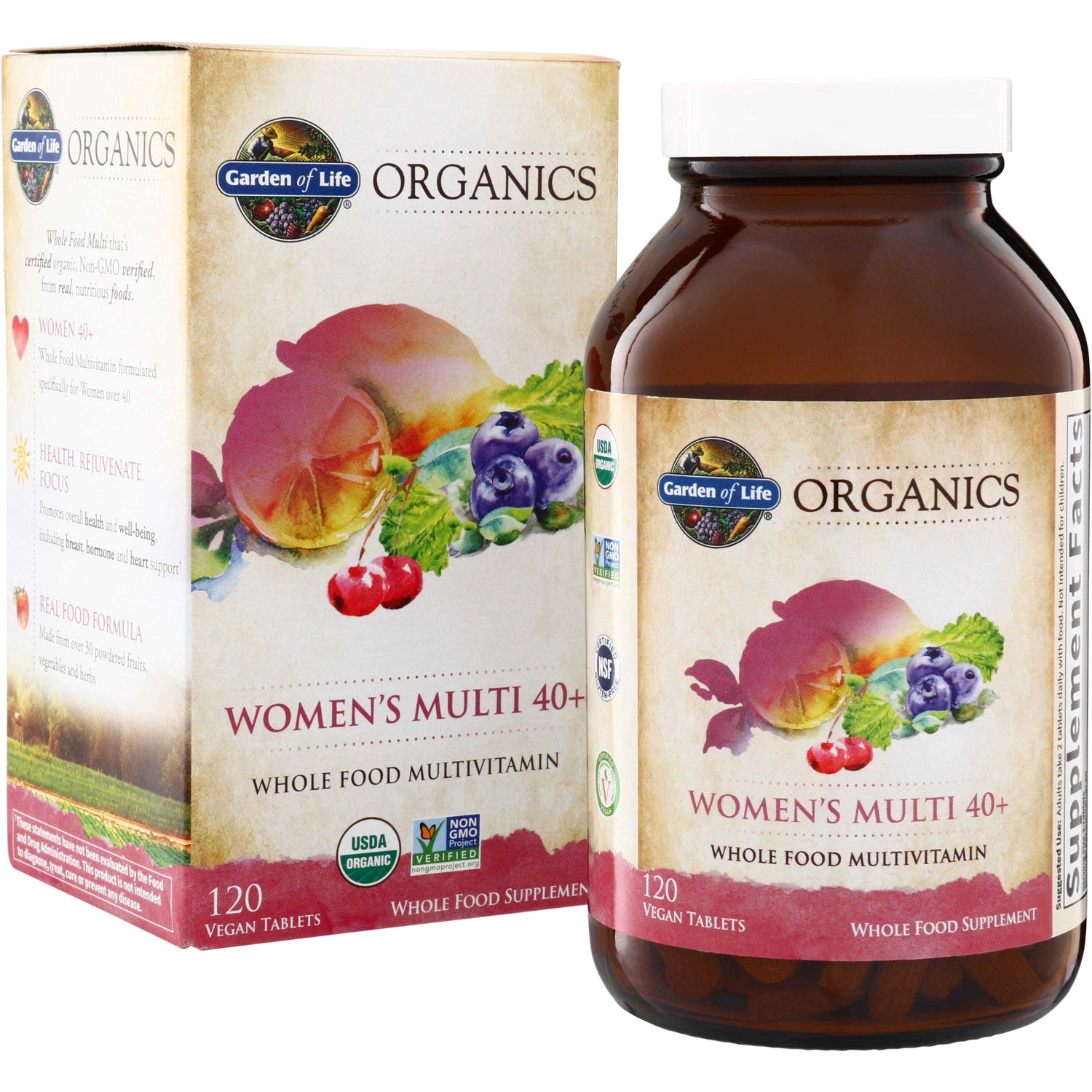 GLF179 | Garden of Life Organics Women's Multi 40+ whole food multivitamin, 120 vegan tablets