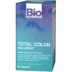 BNN005 | Bio Nutrition Total Colon Wellness supplement box front with teal to purple gradient, 60 tablets