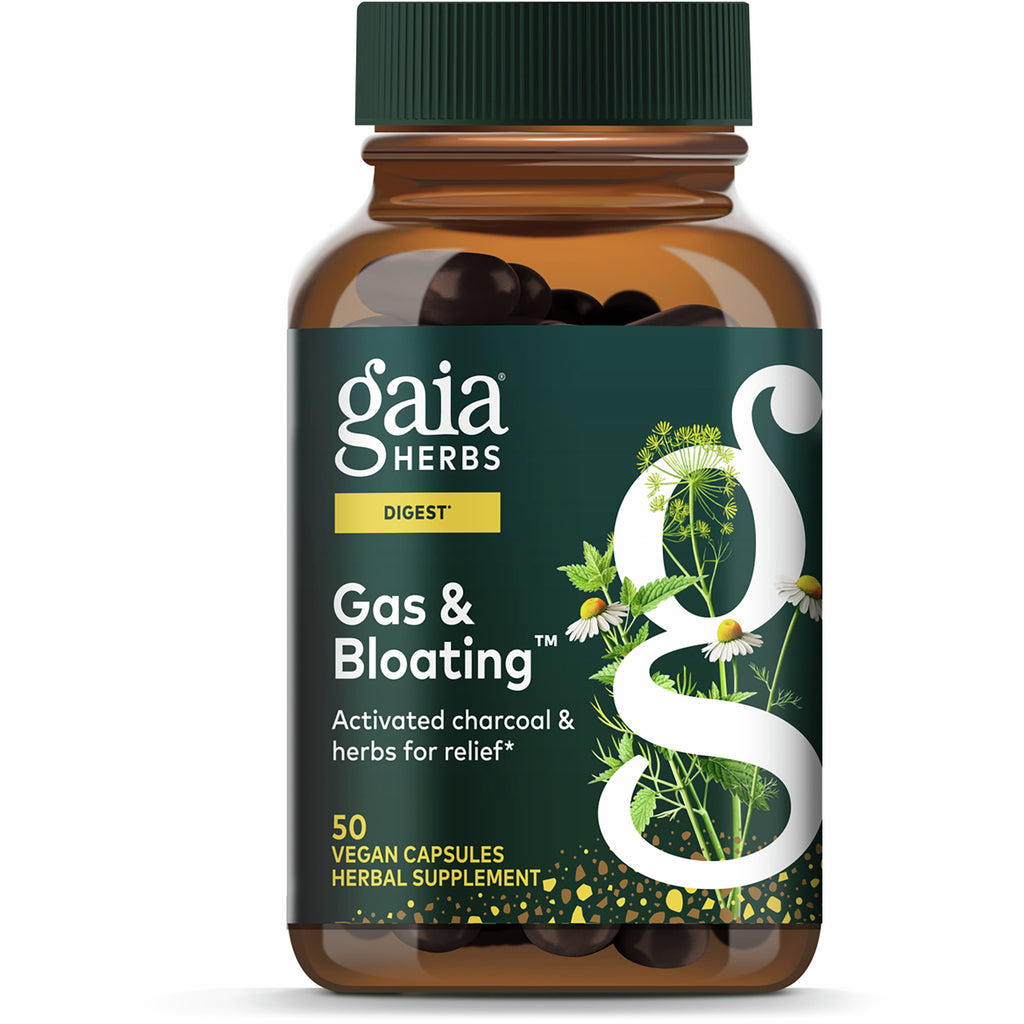 GH031 | Gaia Herbs Gas & Bloating herbal supplement box front, 50 vegan capsules - Thumbnail