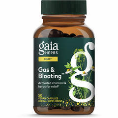 GH031 | Gaia Herbs Gas & Bloating herbal supplement box front, 50 vegan capsules