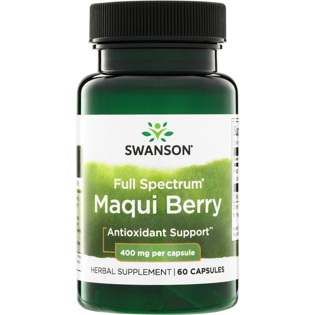 SW1338 | Swanson Full Spectrum Maqui Berry supplement bottle, Antioxidant Support, 400 mg per capsule, 60 capsules - Thumbnail