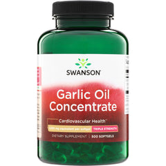 SW402 | Swanson Garlic Oil Concentrate bottle, 500 softgels, triple strength, 1,500 mg equivalent per softgel