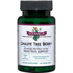 VNA014 | Vitanica Chaste Tree Berry supplement bottle, Clinical Potency Vitex Menstrual Support, 60 vegan caps