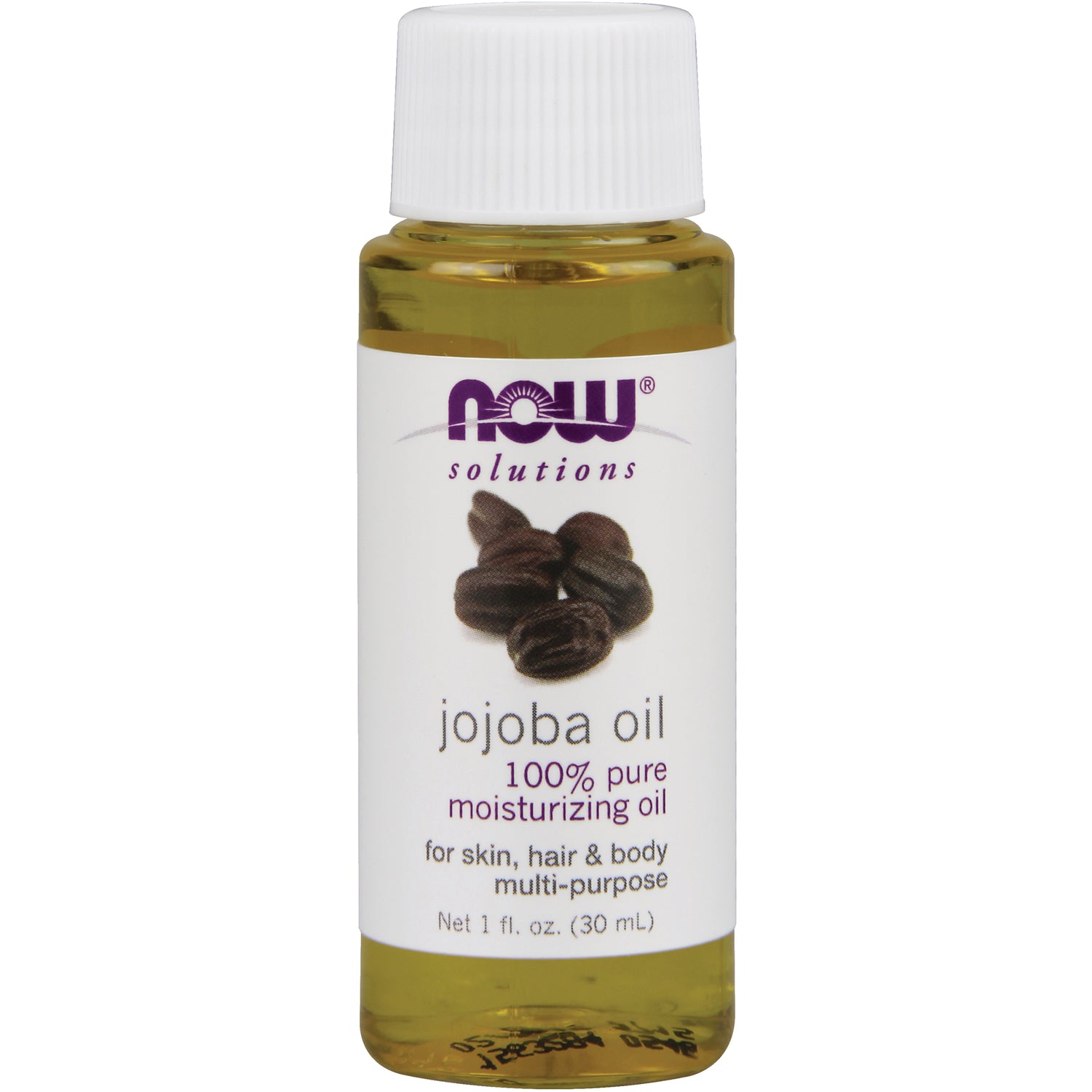 NWF614 | NOW Solutions jojoba oil 1 fl oz bottle, 100% pure moisturizing oil for skin hair and body