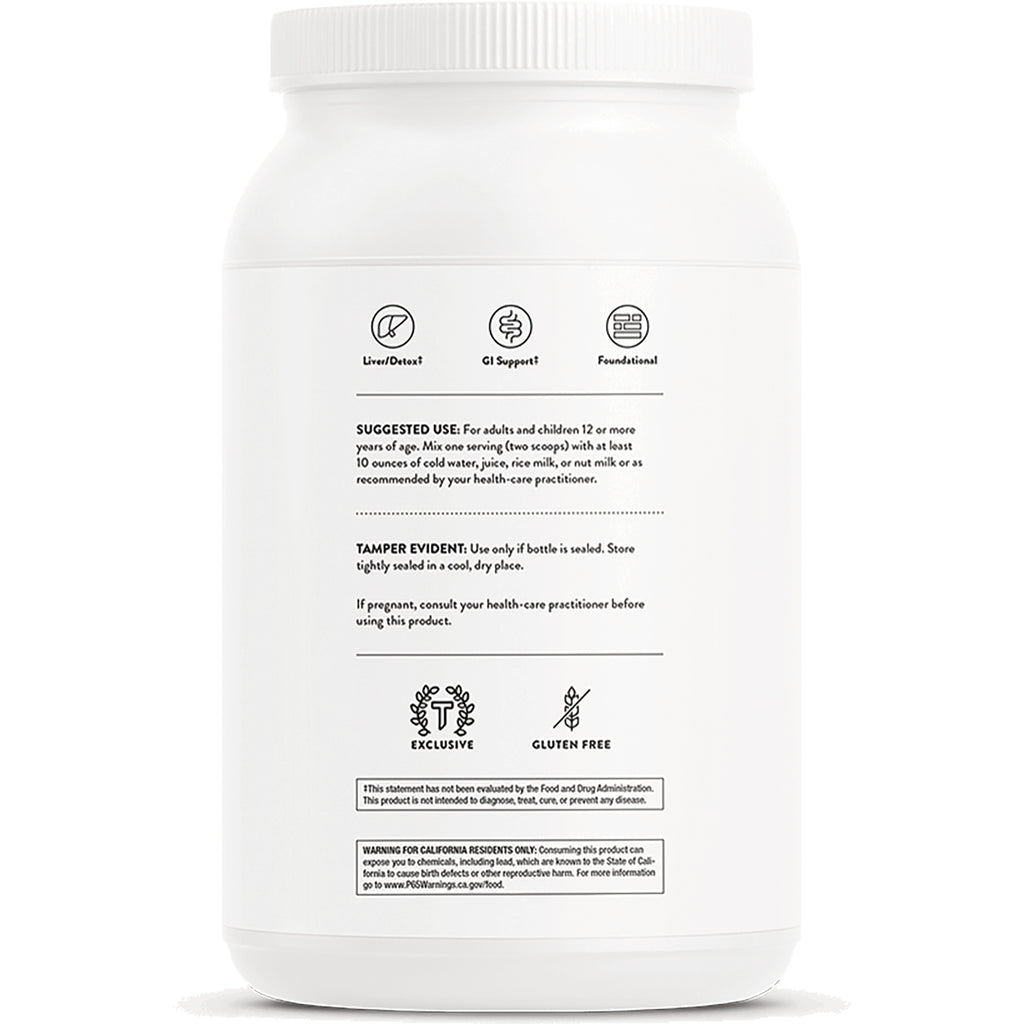 TRN010 | Back label of white supplement jar with Suggested Use, Tamper Evident, and Exclusive and Gluten Free icons - Thumbnail