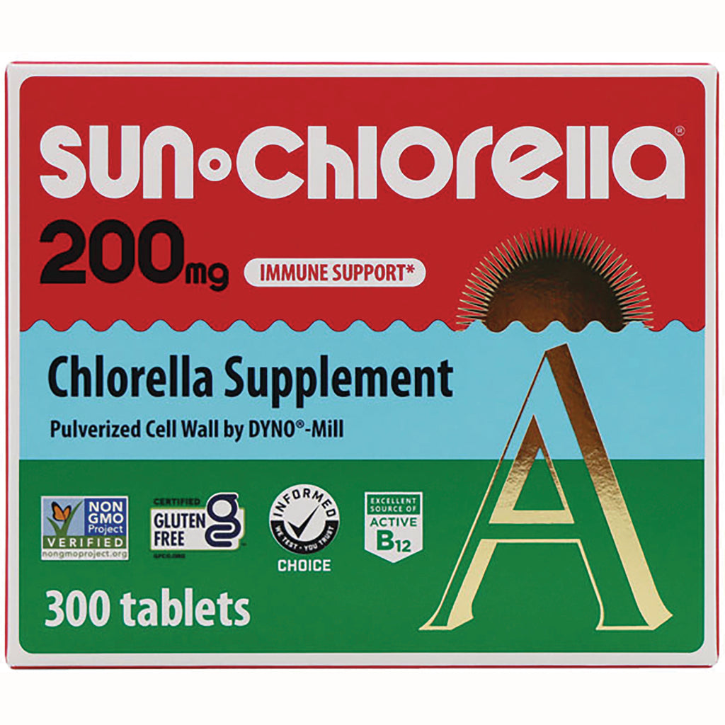 SU008 | Sun Chlorella Supplement 200 mg, 300 tablets box front - Thumbnail