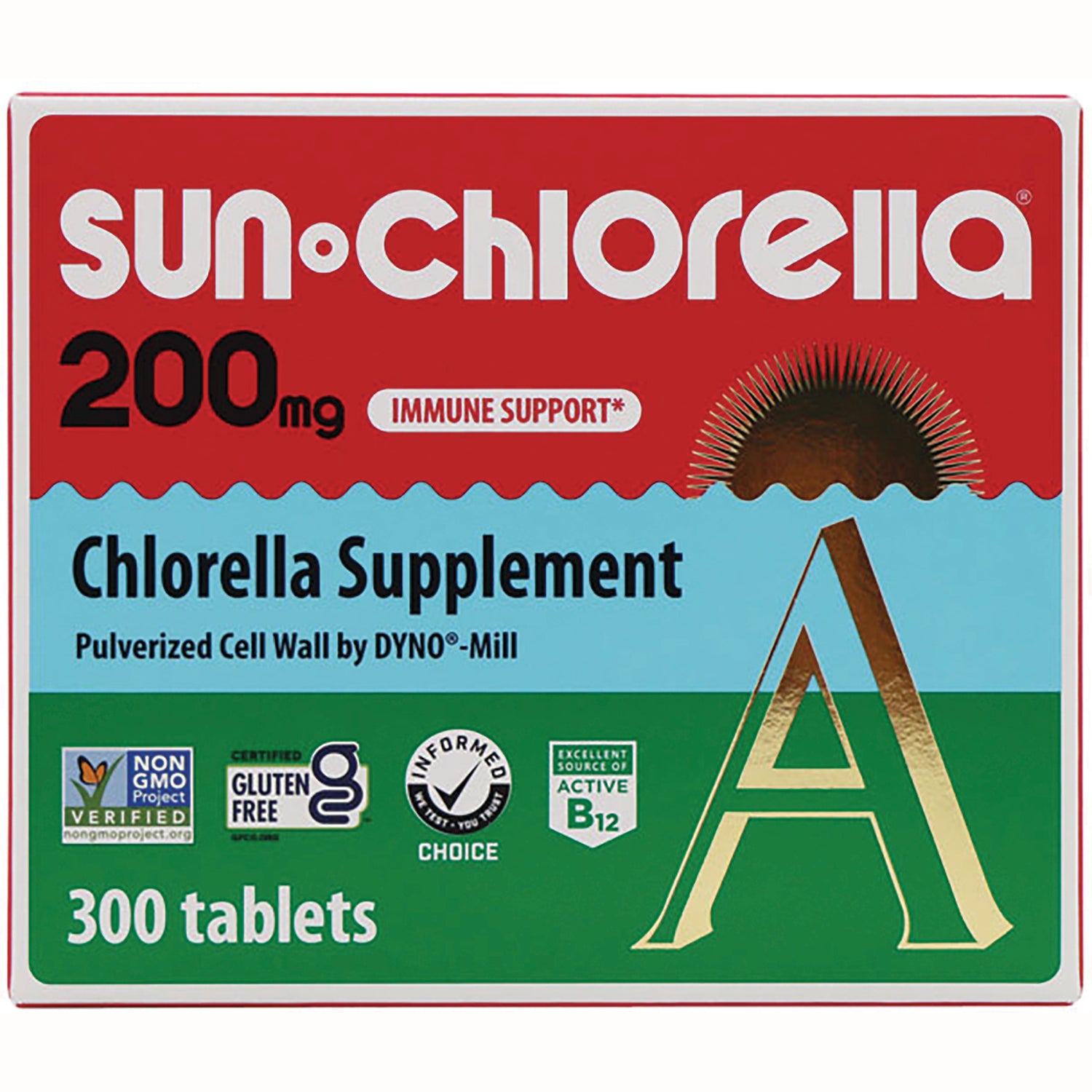 SU008 | Sun Chlorella Supplement 200 mg, 300 tablets box front