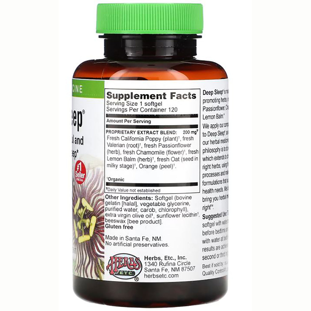 HE103 | Supplement facts and ingredient label on back of brown supplement bottle with green cap - Thumbnail