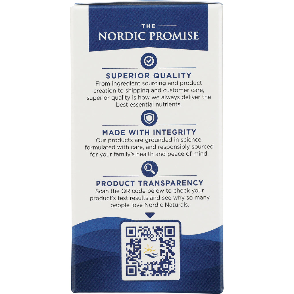 NRN099 | product side panel reading THE NORDIC PROMISE with sections Superior Quality, Made with Integrity, Product Transparency and a QR code - Thumbnail