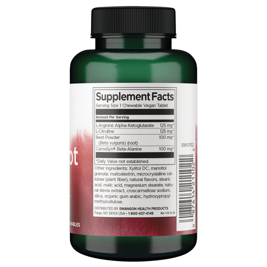 SWU1102 | Supplement Facts panel with serving size 1 chewable tablet and ingredient amounts - Thumbnail